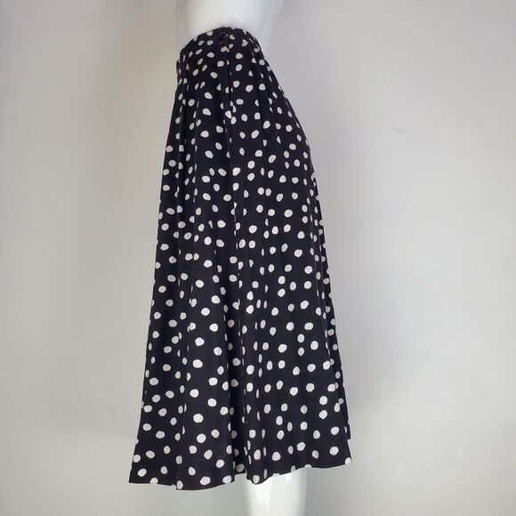Vintage 80s Leslie Fay Black Polkadot Midi Skirt - Picture 1 of 5